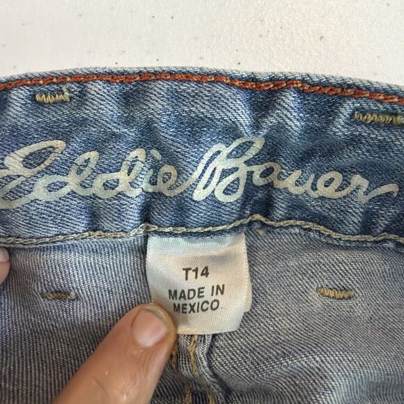 Eddie Bauer womens tall 14 curvy Straight Stretch Acid Wash Denim Blue Jeans - Picture 8 of 11